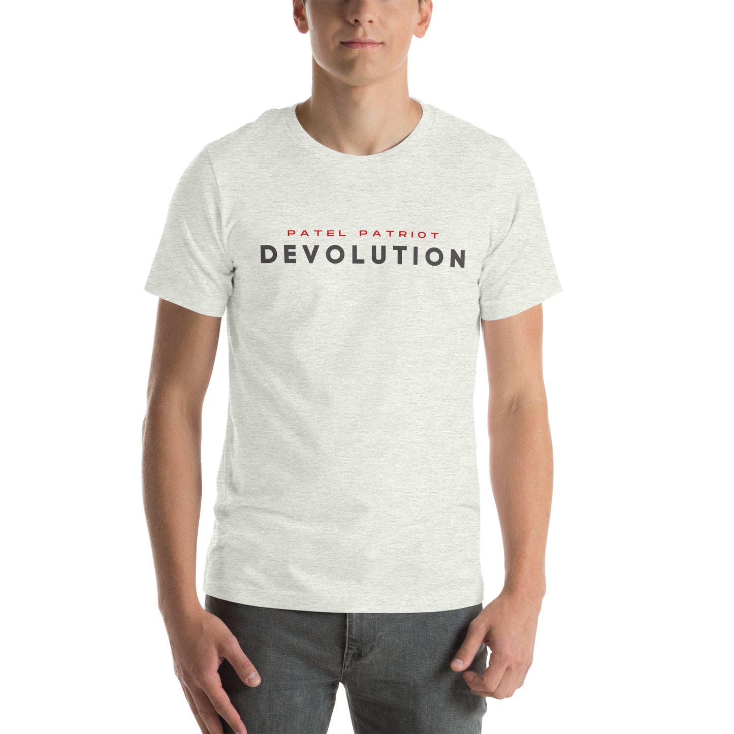 Devolution Unisex t-shirt (gray and red logo)