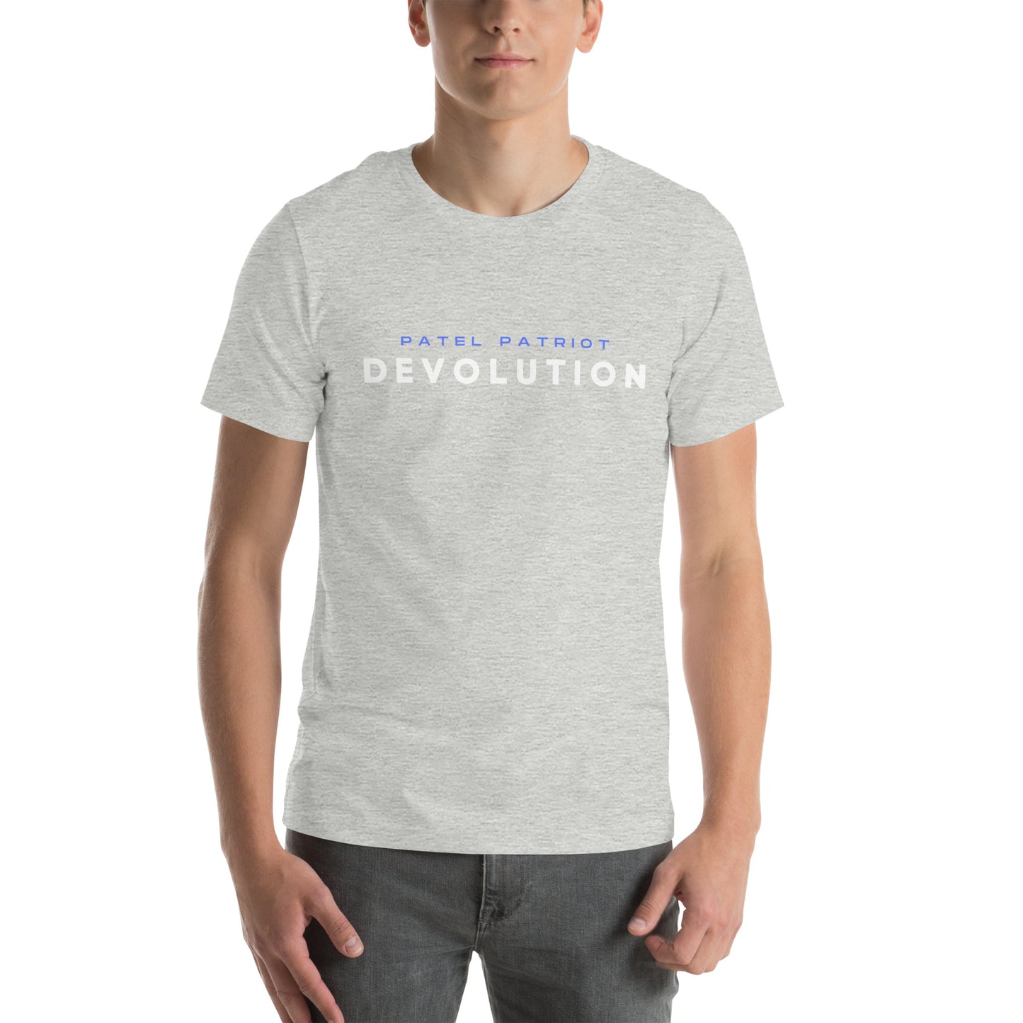 Devolution Unisex t-shirt (white and blue logo)