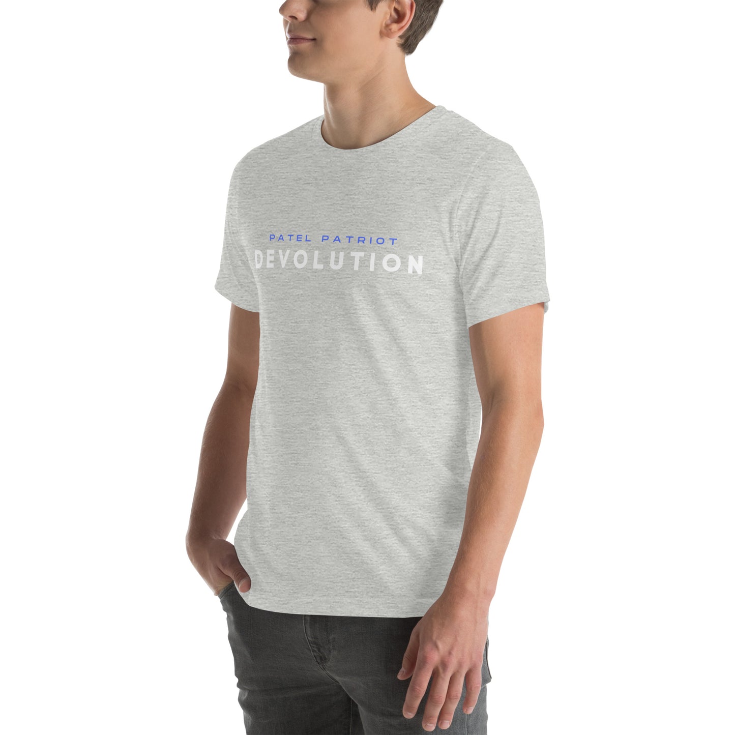 Devolution Unisex t-shirt (white and blue logo)