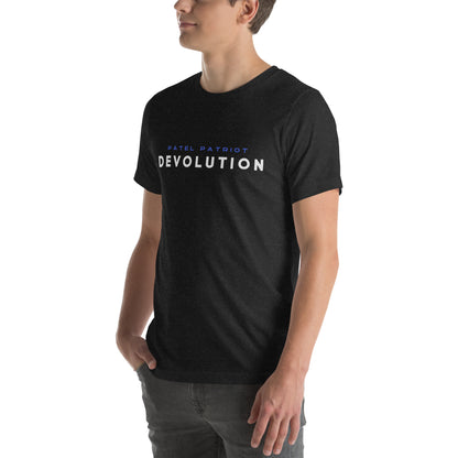 Devolution Unisex t-shirt (white and blue logo)