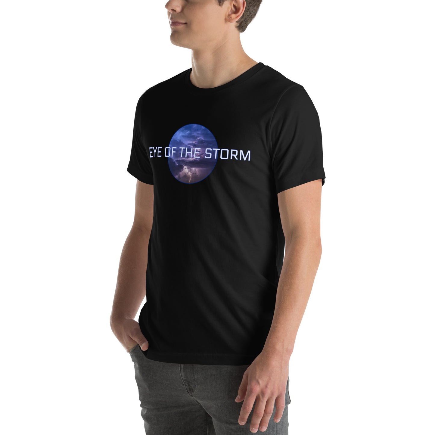 Eye of the Storm Unisex t-shirt (light logo)