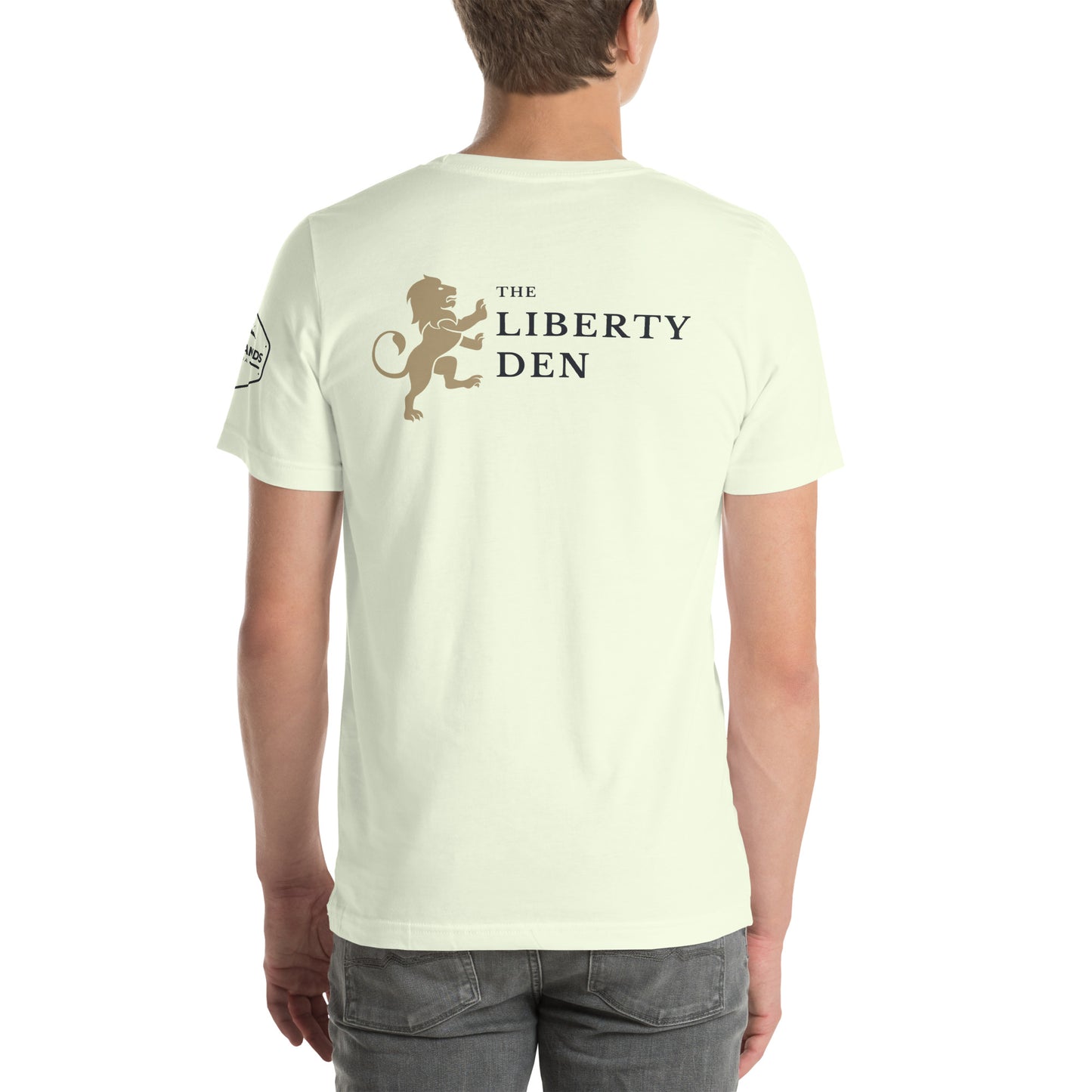 The Liberty Den Front Locket Logo Unisex t-shirt (dark logo)