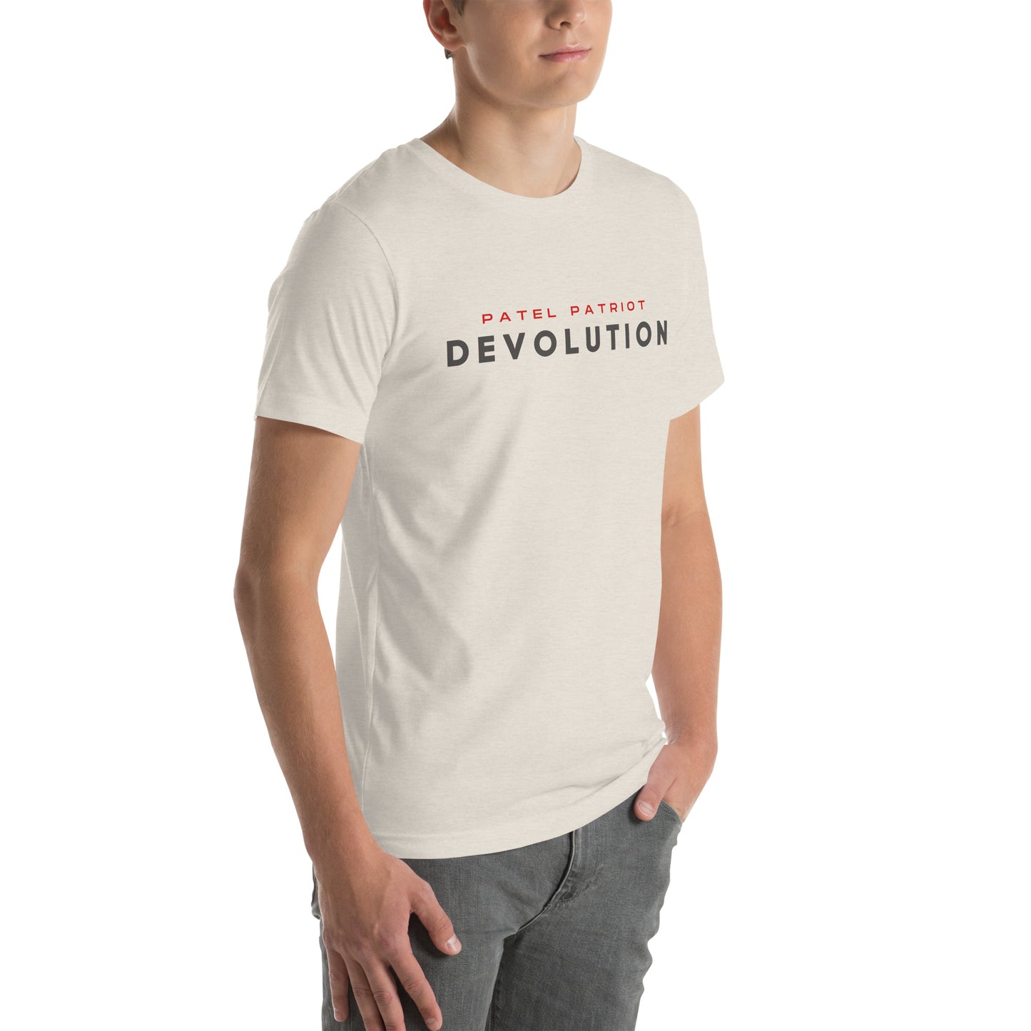 Devolution Unisex t-shirt (gray and red logo)