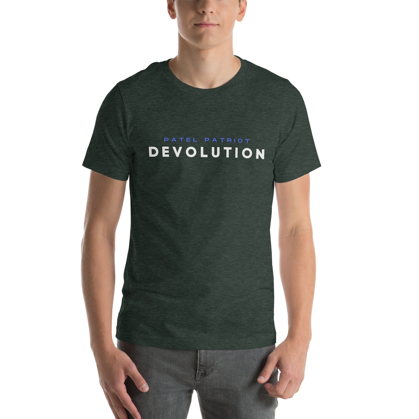 Devolution Unisex t-shirt (white and blue logo)