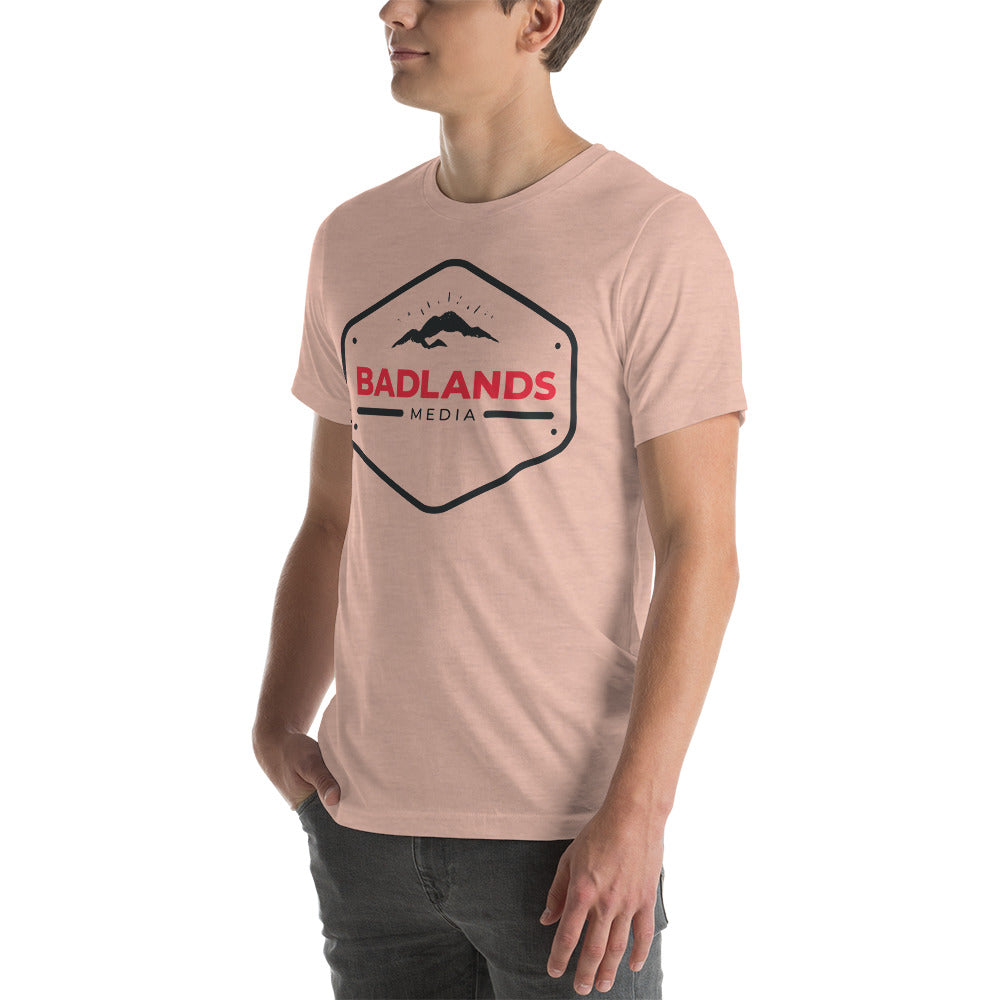 Badlands Hexagon Unisex T-Shirt (red/blk logo)