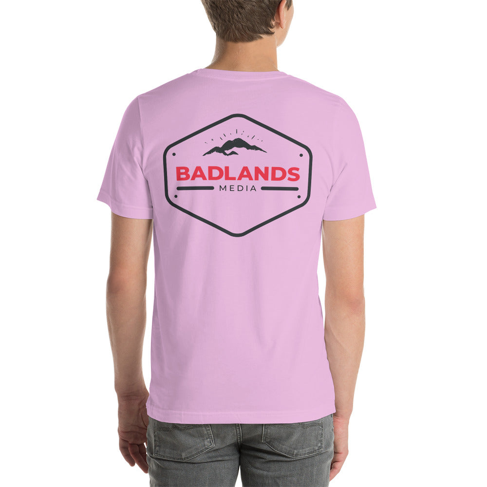 Badlands Unisex Front and Back Design T-Shirt (red/blk logo)