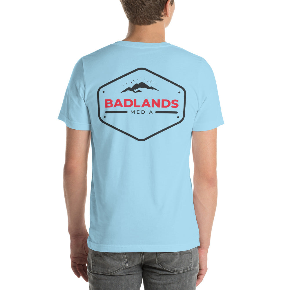 Badlands Unisex Front and Back Design T-Shirt (red/blk logo)