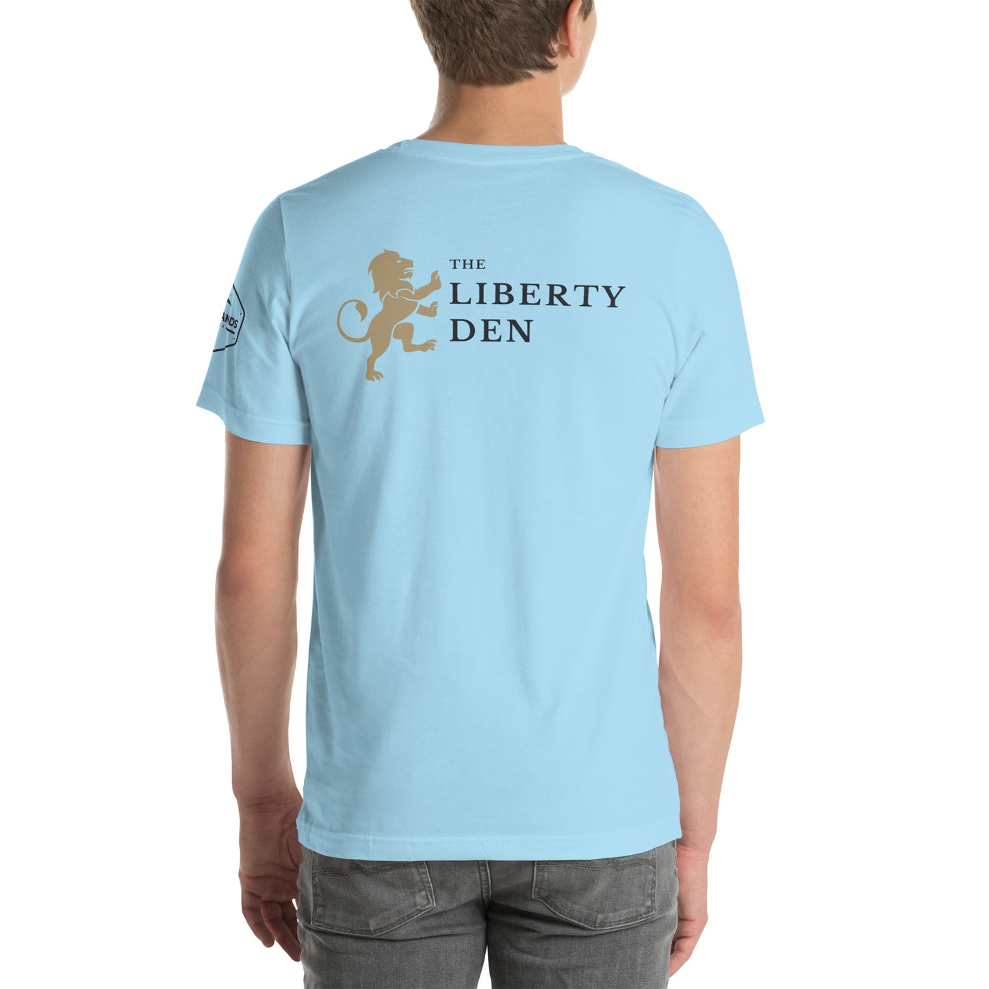 The Liberty Den Front Locket Logo Unisex t-shirt (dark logo)