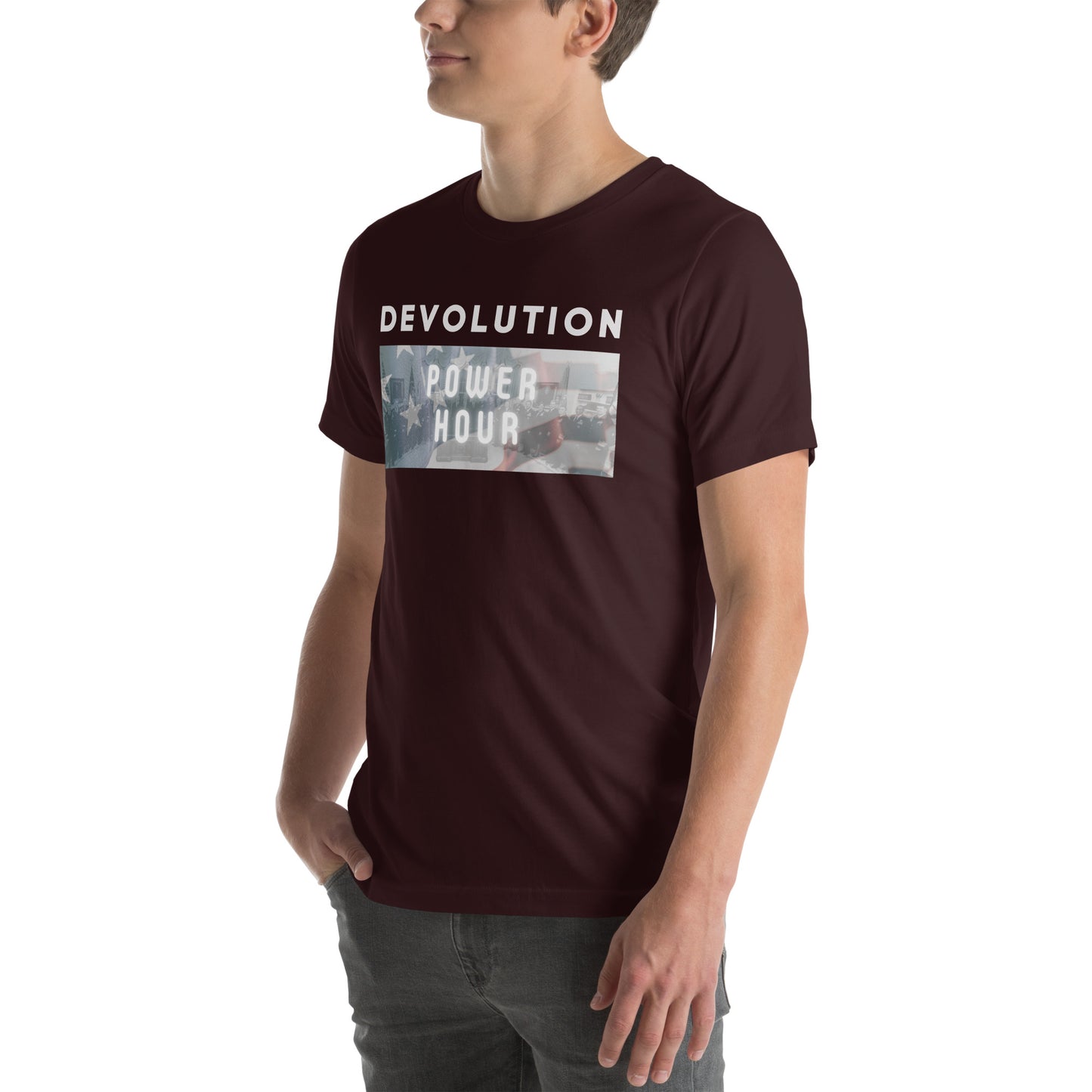 Devolution Power Hour Unisex t-shirt (light logo)