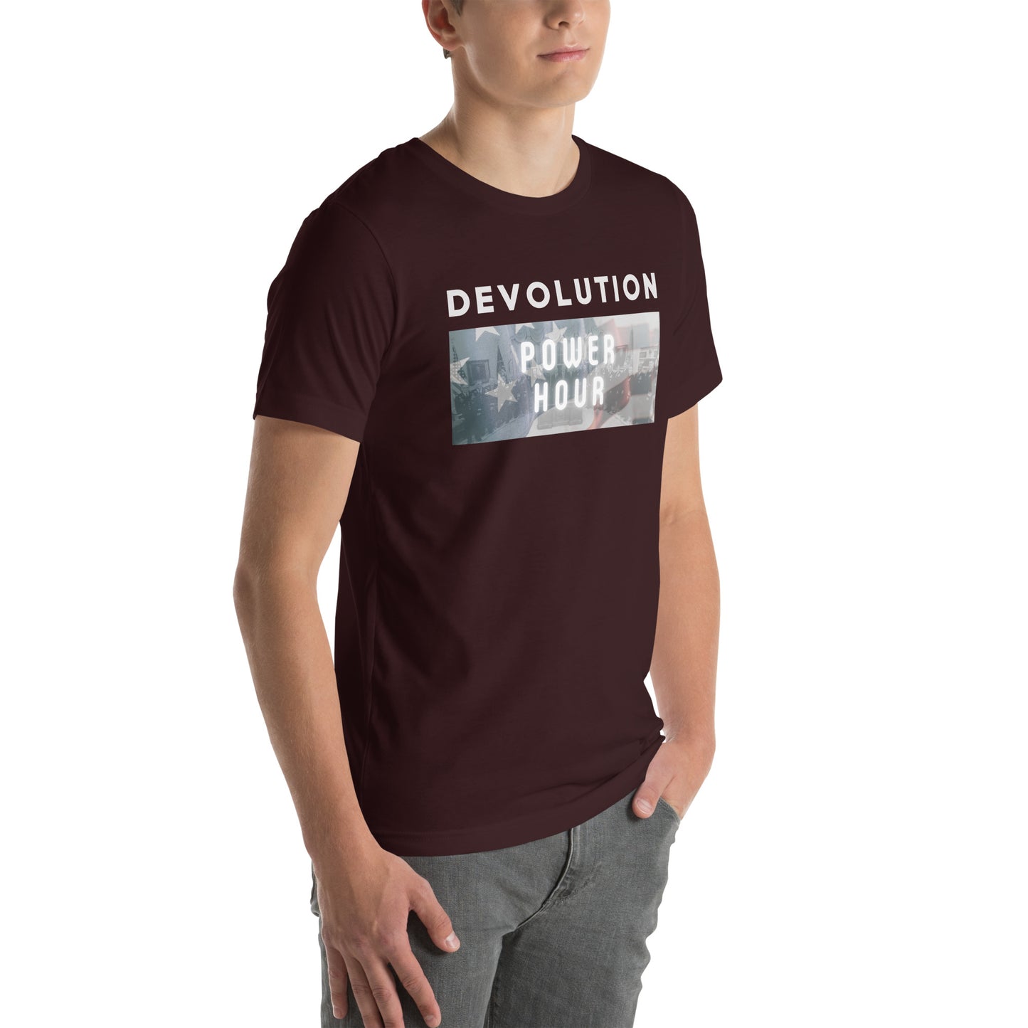 Devolution Power Hour Unisex t-shirt (light logo)