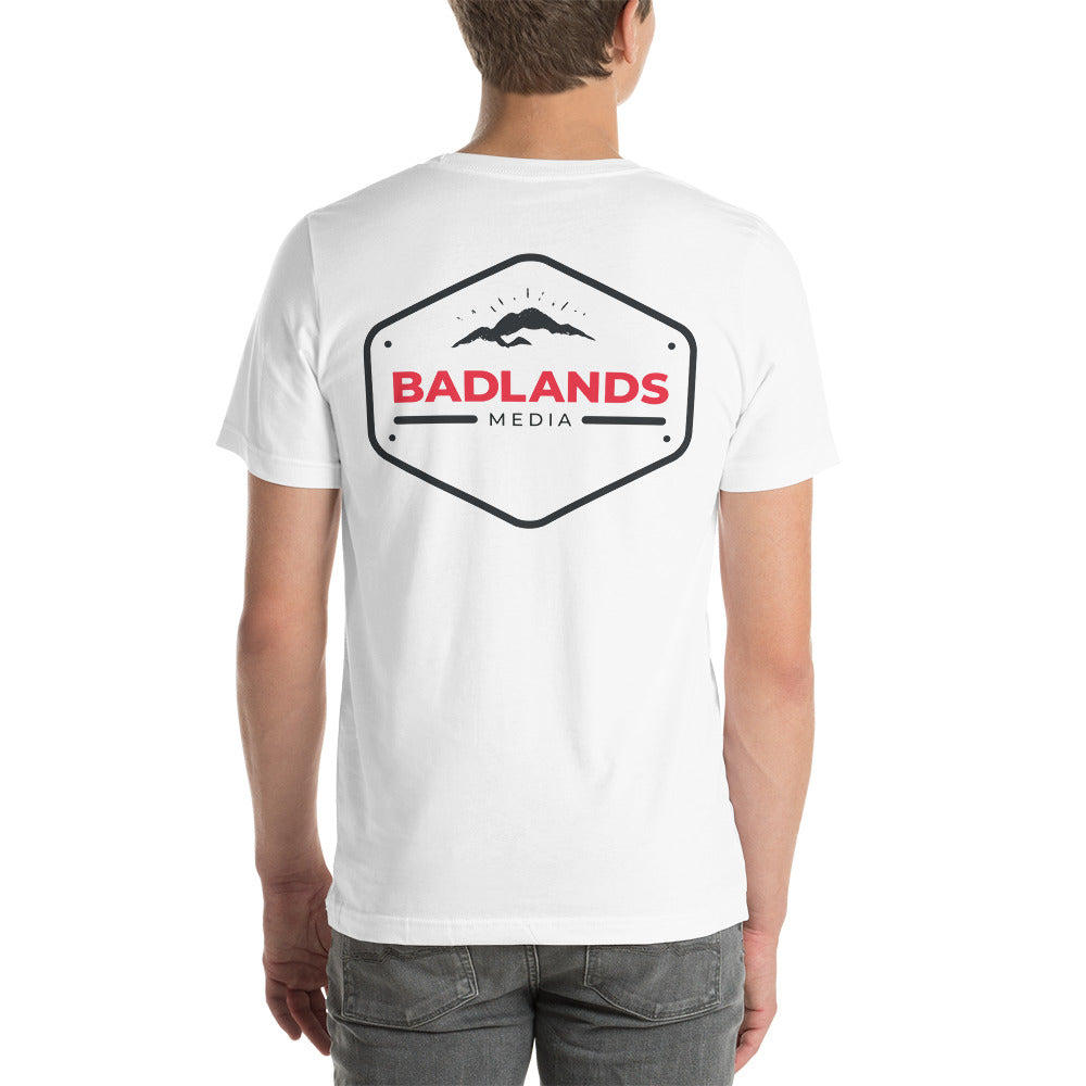 Badlands Unisex Front and Back Design T-Shirt (red/blk logo)