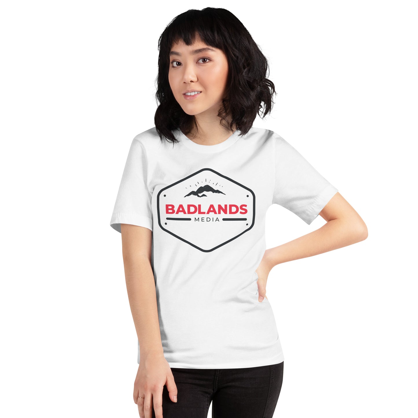 Badlands Hexagon Unisex T-Shirt (red/blk logo)