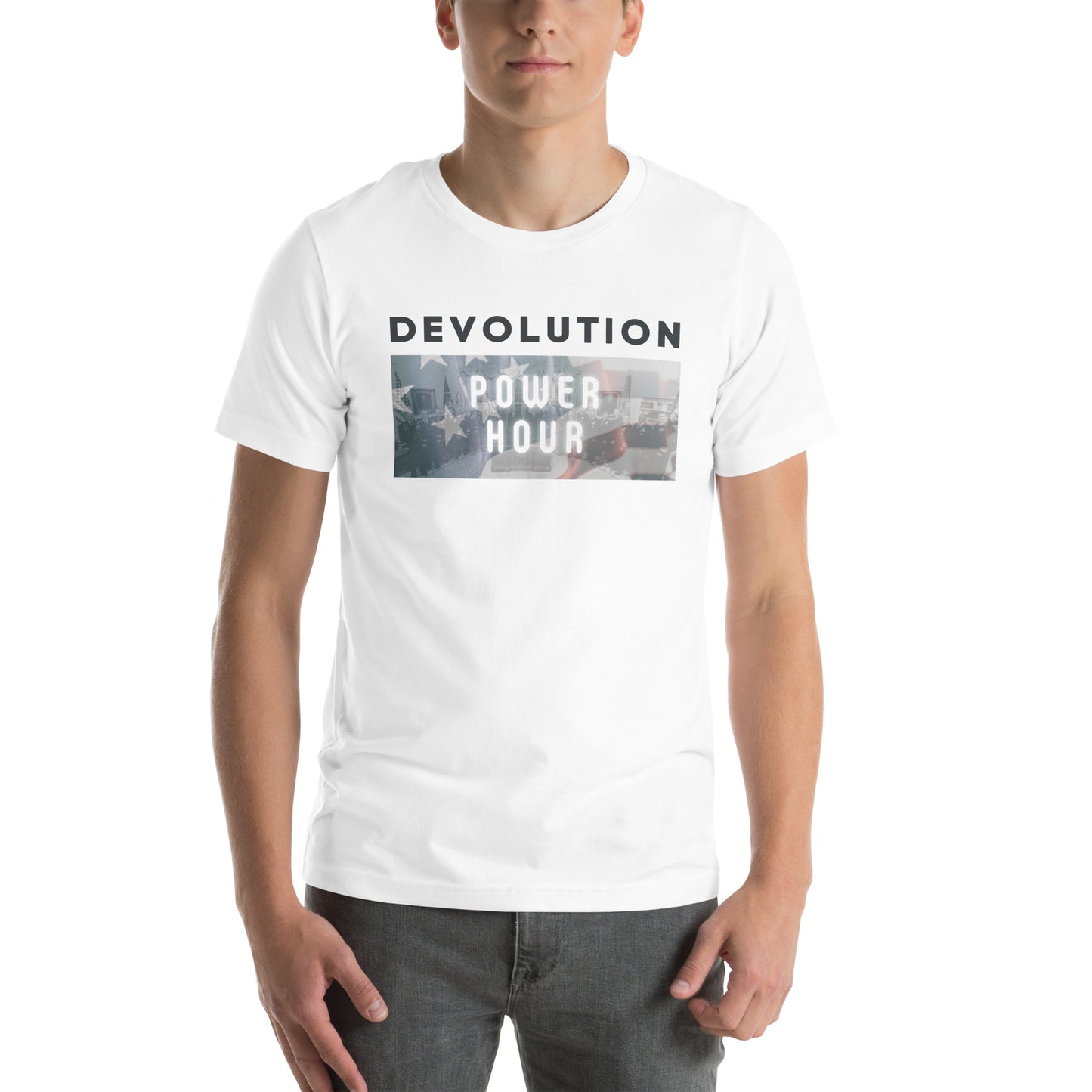 Devolution Power Hour Unisex t-shirt (dark logo)