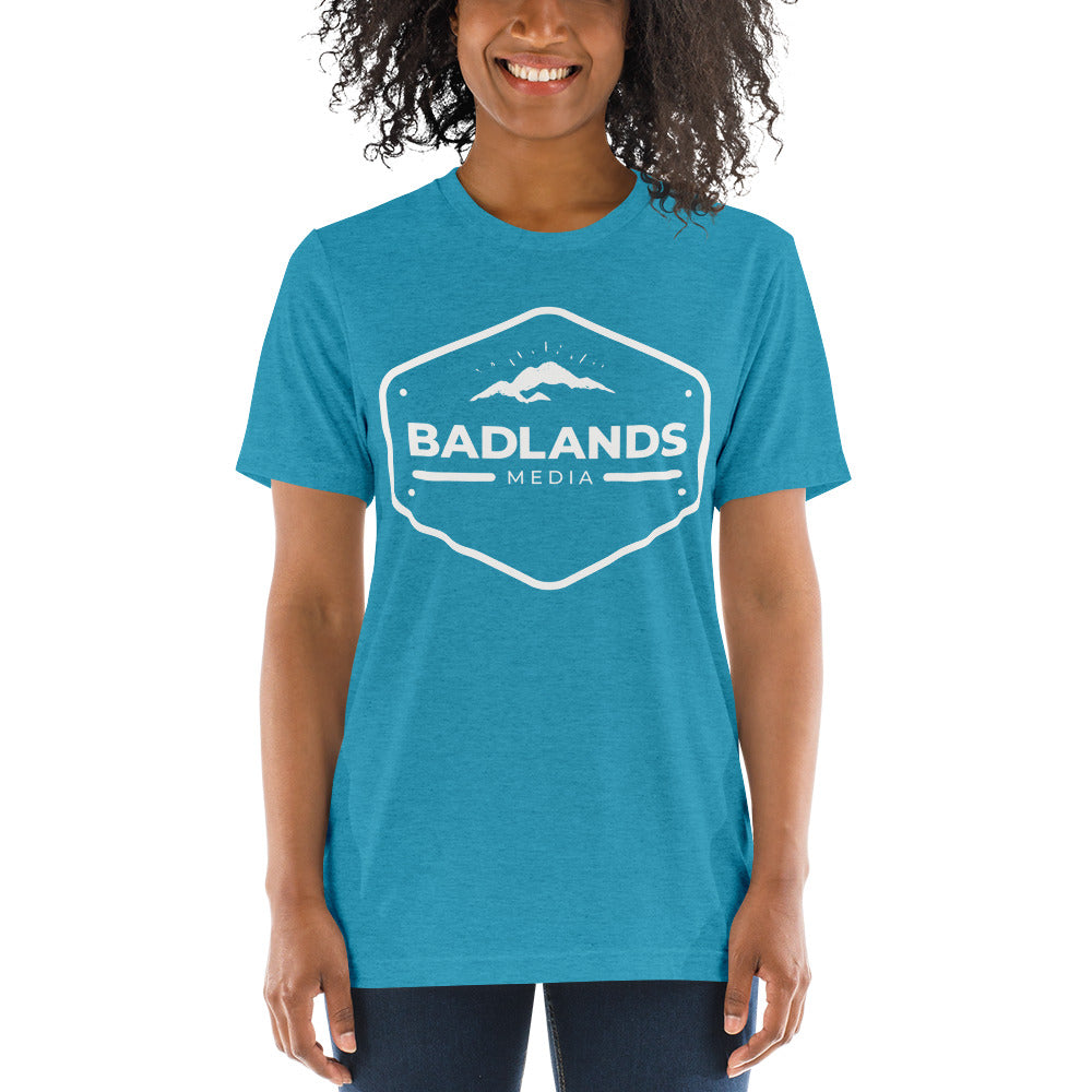 Badlands Relaxed Fit Tri-Blend Short Sleeve T-Shirt (white logo)