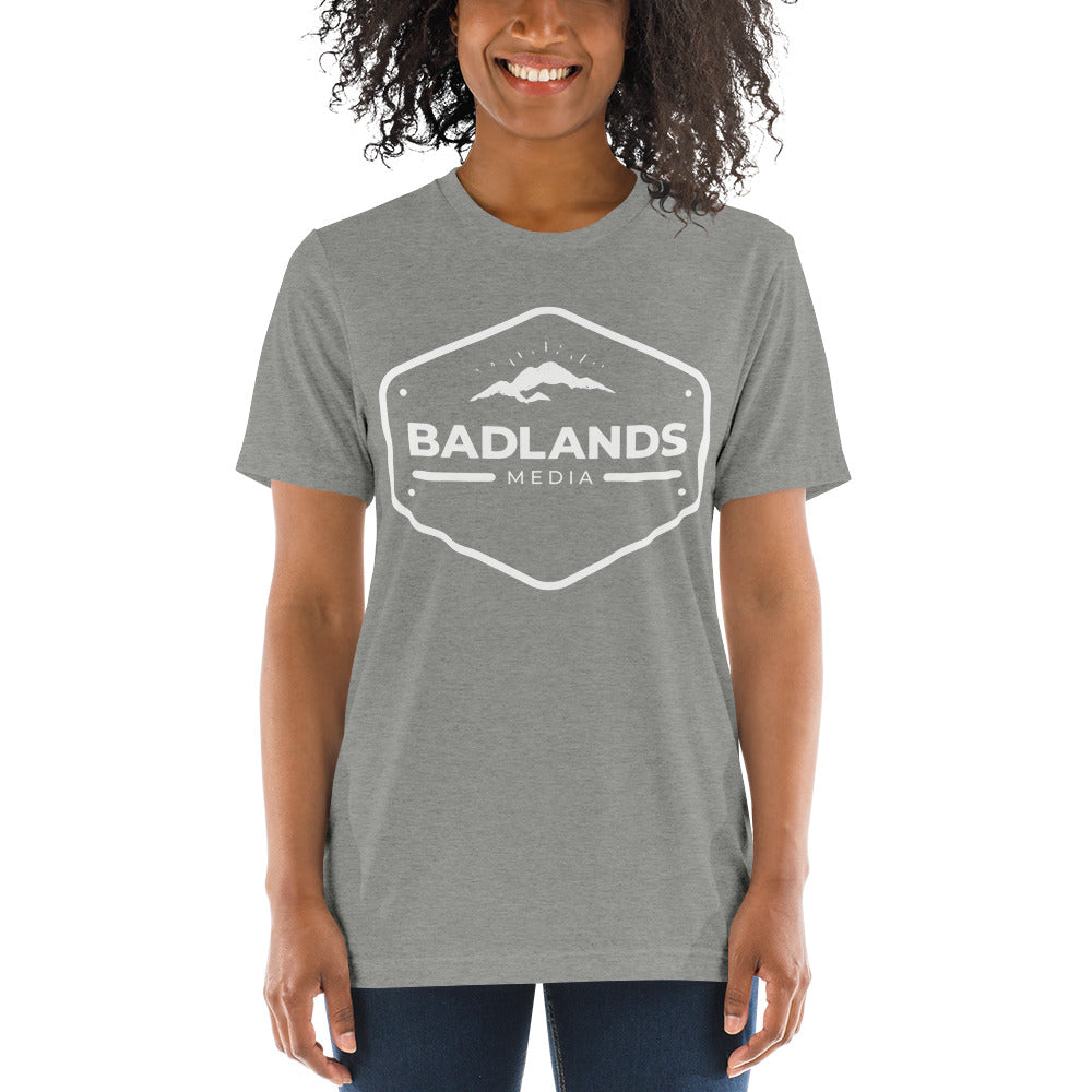 Badlands Relaxed Fit Tri-Blend Short Sleeve T-Shirt (white logo)