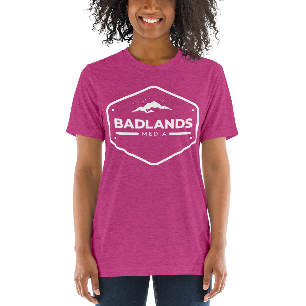 Badlands Relaxed Fit Tri-Blend Short Sleeve T-Shirt (white logo)