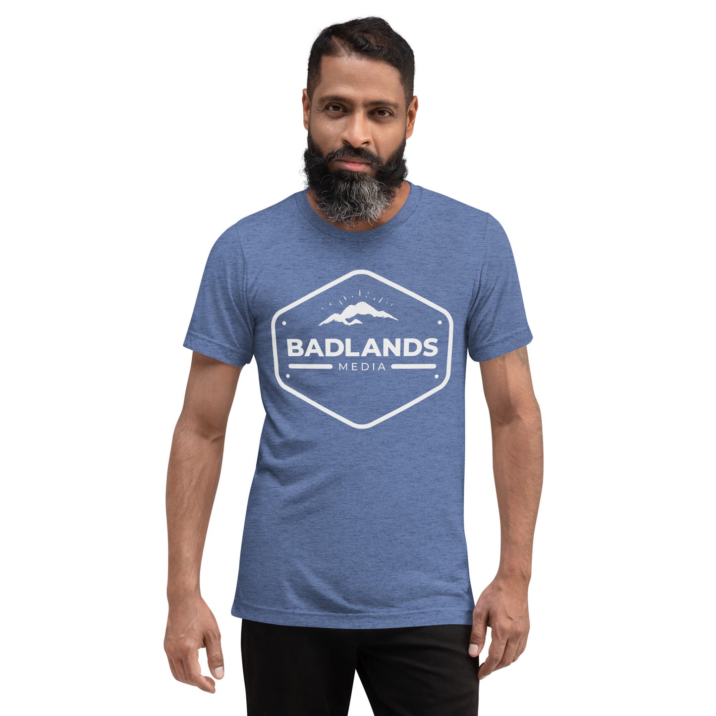 Badlands Unisex Relaxed Fit Tri-Blend Short Sleeve T-Shirt (white logo)