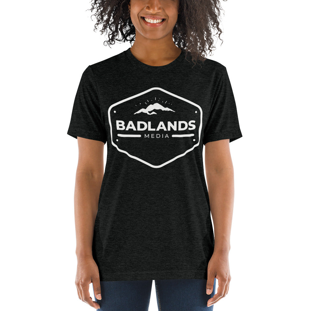 Badlands Relaxed Fit Tri-Blend Short Sleeve T-Shirt (white logo)