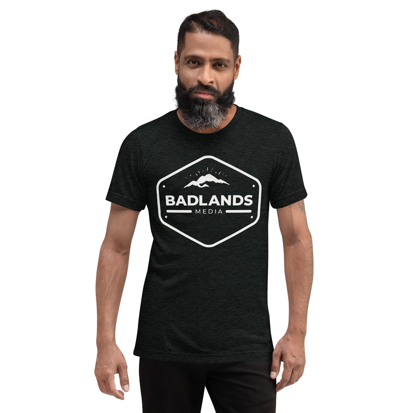 Badlands Unisex Relaxed Fit Tri-Blend Short Sleeve T-Shirt (white logo)