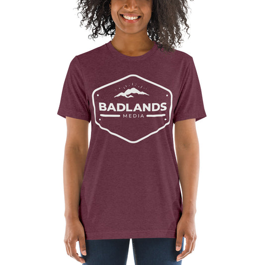 Badlands Relaxed Fit Tri-Blend Short Sleeve T-Shirt (white logo)