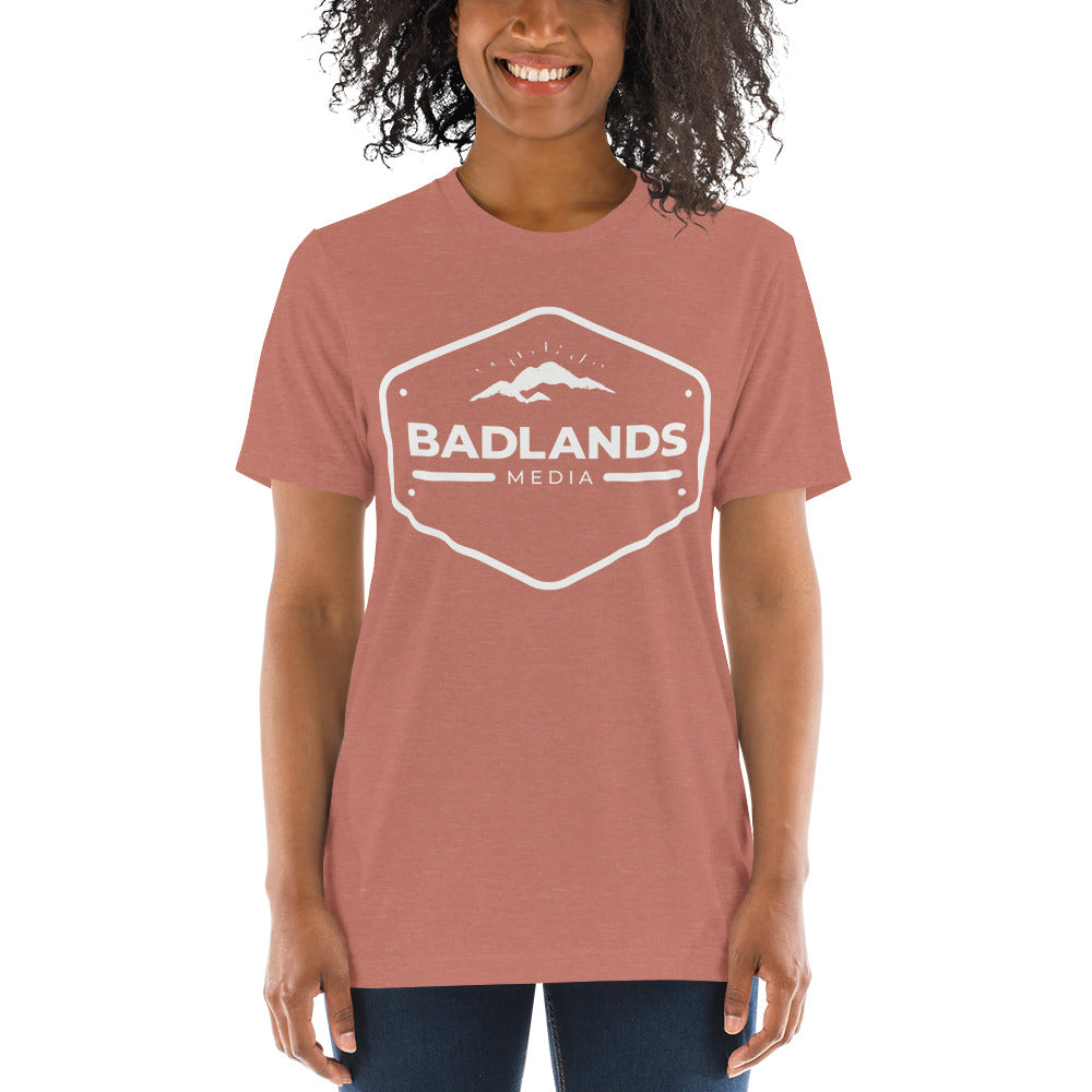 Badlands Relaxed Fit Tri-Blend Short Sleeve T-Shirt (white logo)