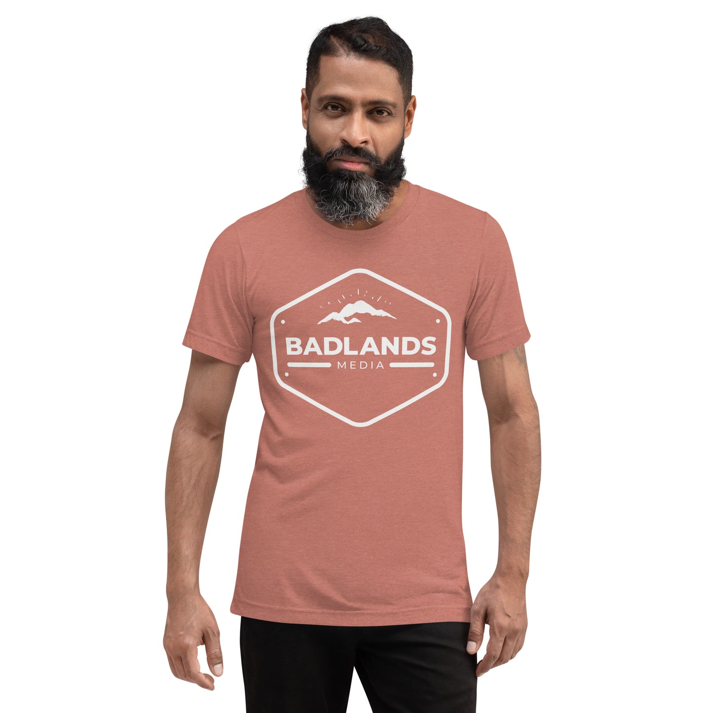 Badlands Unisex Relaxed Fit Tri-Blend Short Sleeve T-Shirt (white logo)