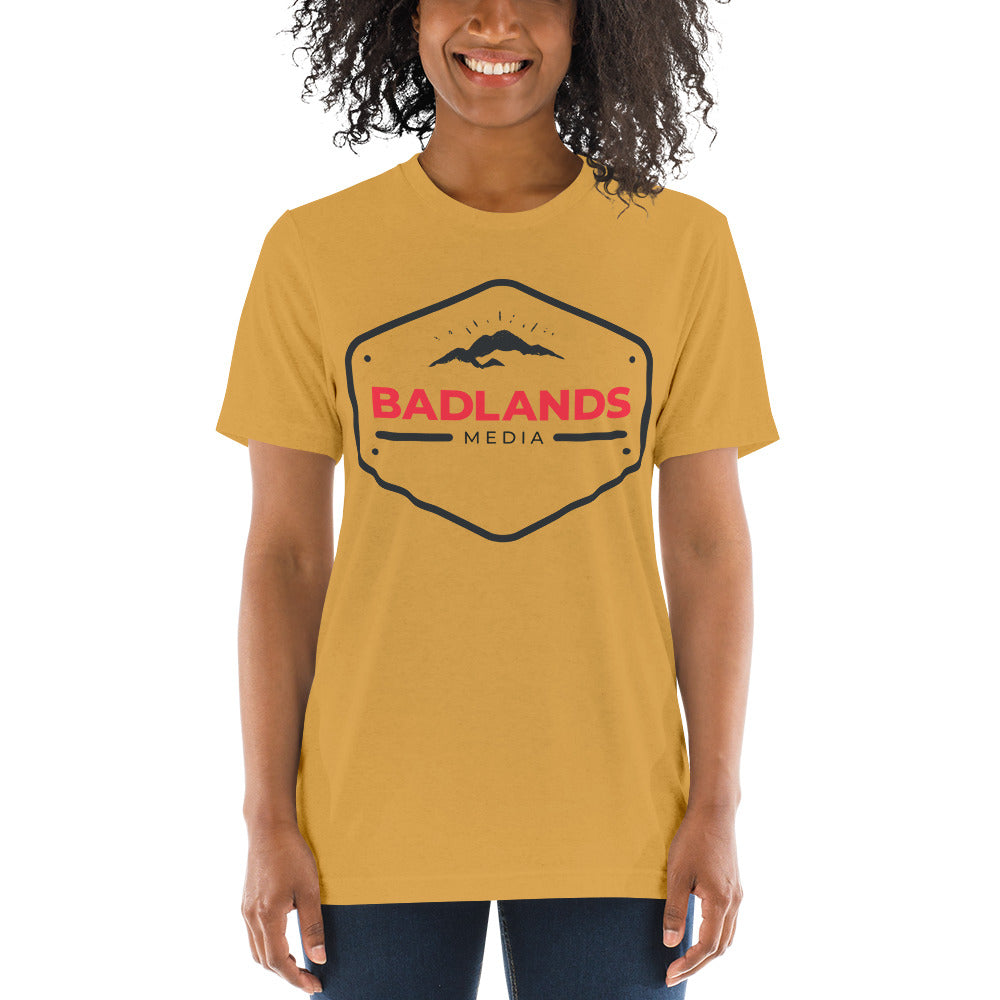 Badlands Relaxed Fit Tri-Blend Short Sleeve T-Shirt (red/blk logo)