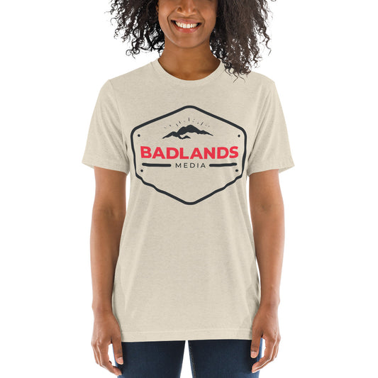 Badlands Relaxed Fit Tri-Blend Short Sleeve T-Shirt (red/blk logo)