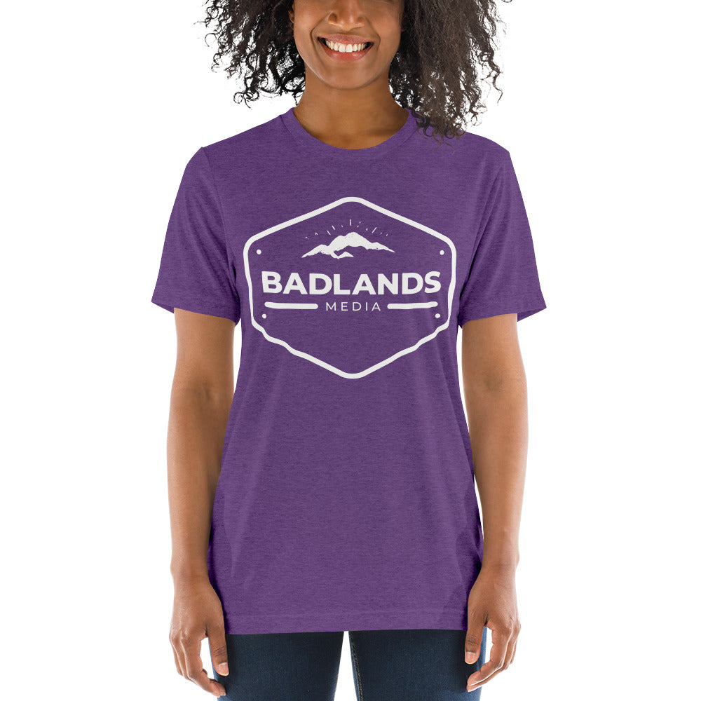 Badlands Relaxed Fit Tri-Blend Short Sleeve T-Shirt (white logo)