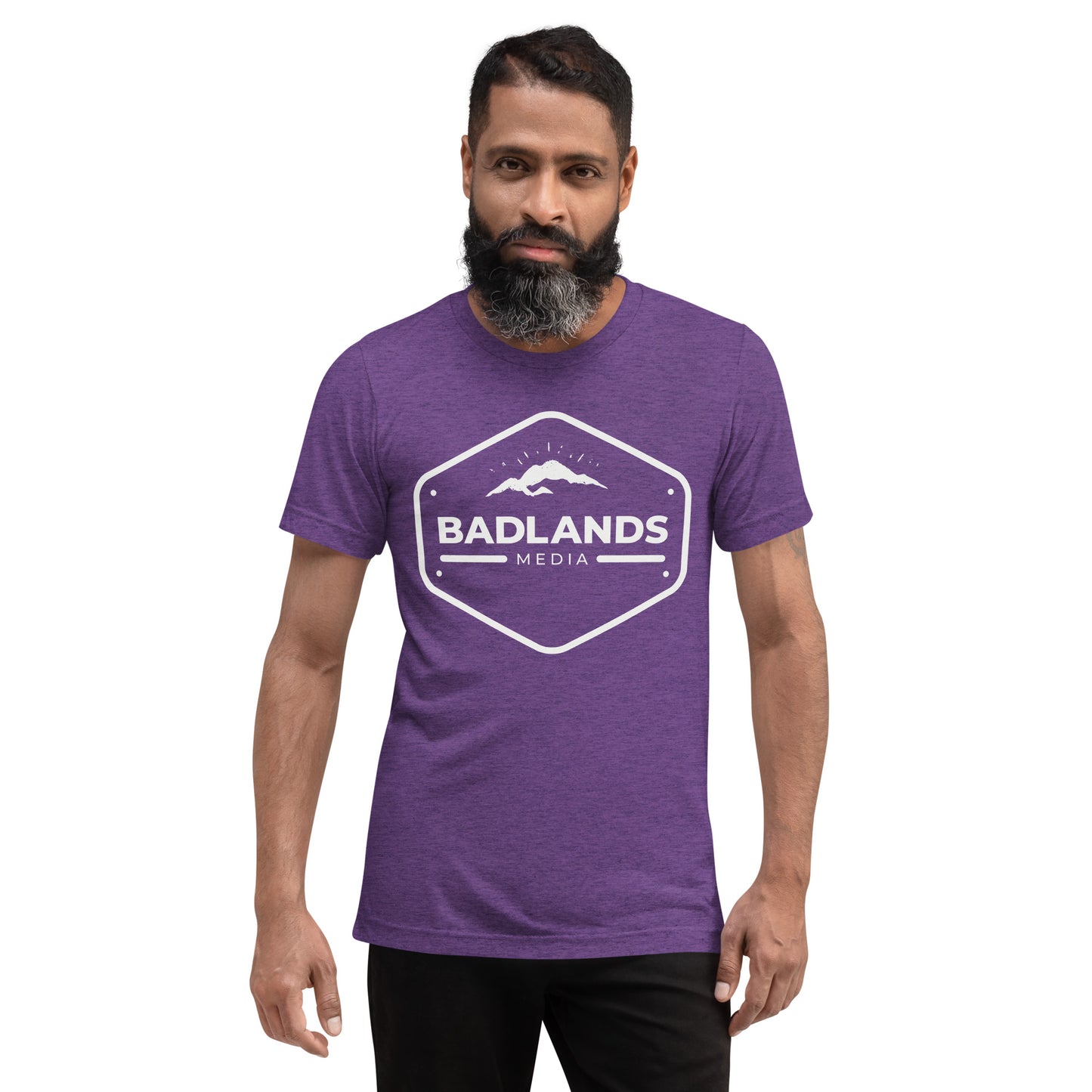 Badlands Unisex Relaxed Fit Tri-Blend Short Sleeve T-Shirt (white logo)