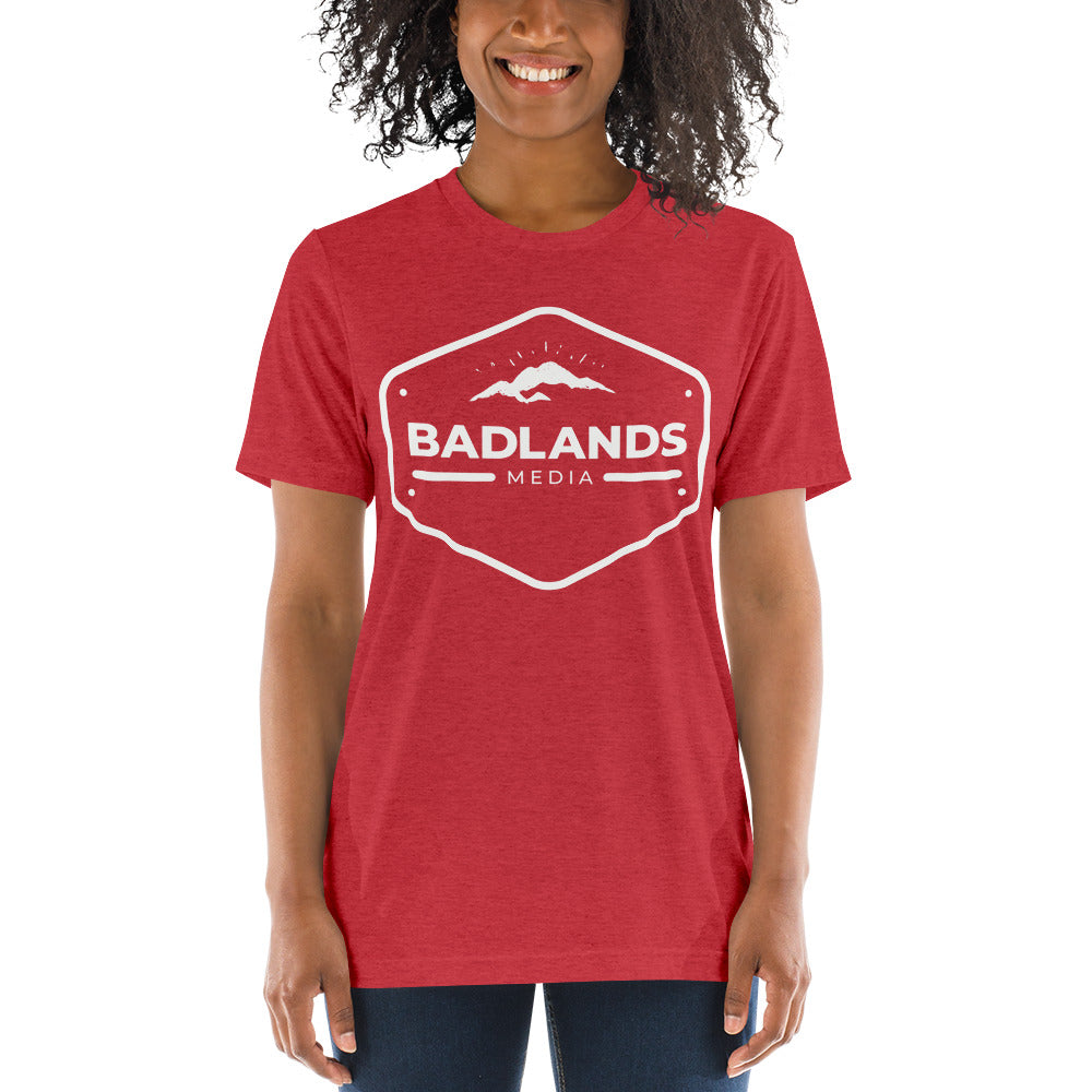 Badlands Relaxed Fit Tri-Blend Short Sleeve T-Shirt (white logo)