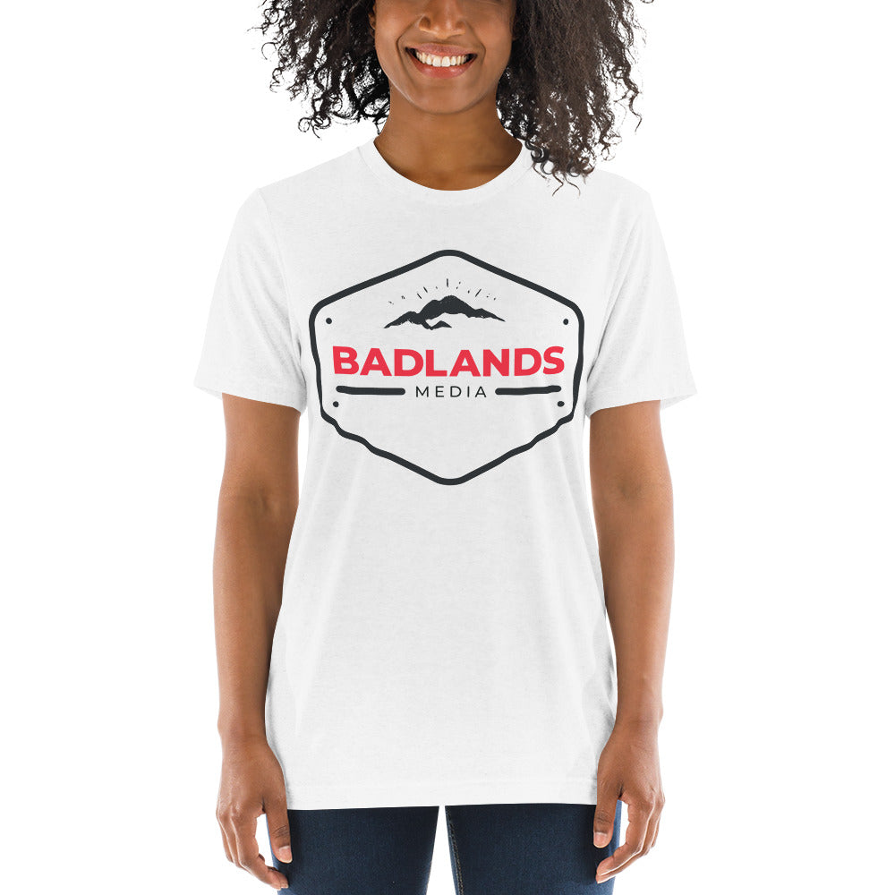 Badlands Relaxed Fit Tri-Blend Short Sleeve T-Shirt (red/blk logo)