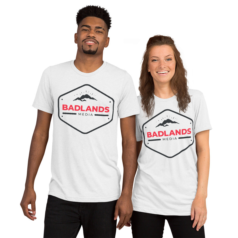Badlands Unisex Relaxed Fit Tri-Blend Short Sleeve T-Shirt (red/blk logo)