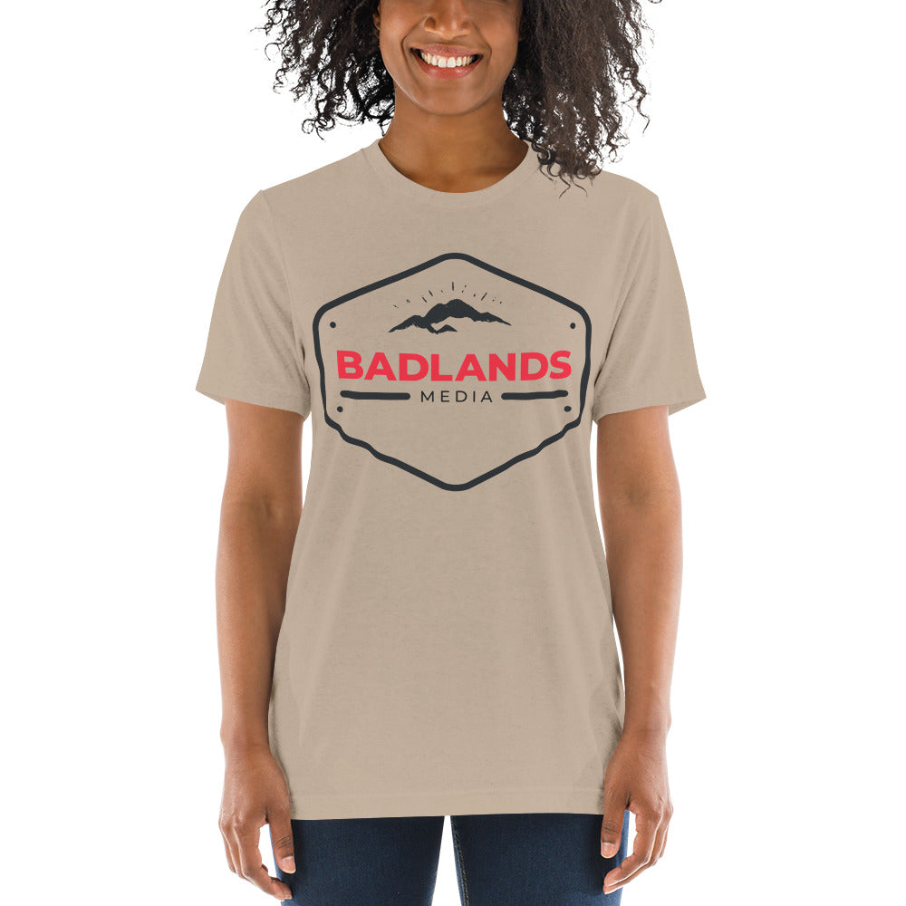 Badlands Relaxed Fit Tri-Blend Short Sleeve T-Shirt (red/blk logo)