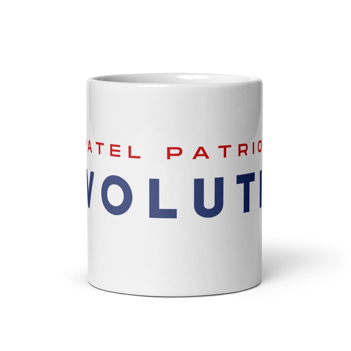 Devolution White glossy mug (red, white and blue)