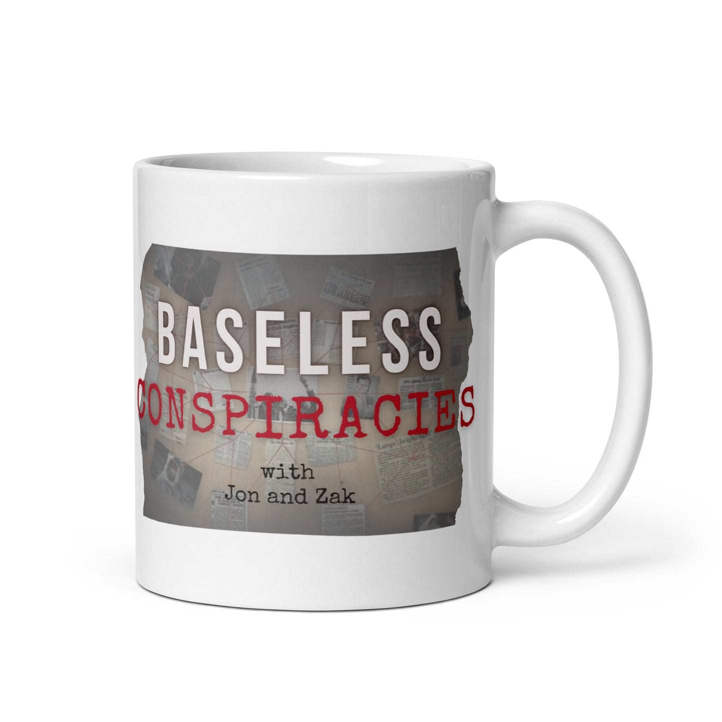 Baseless Conspiracies White glossy mug