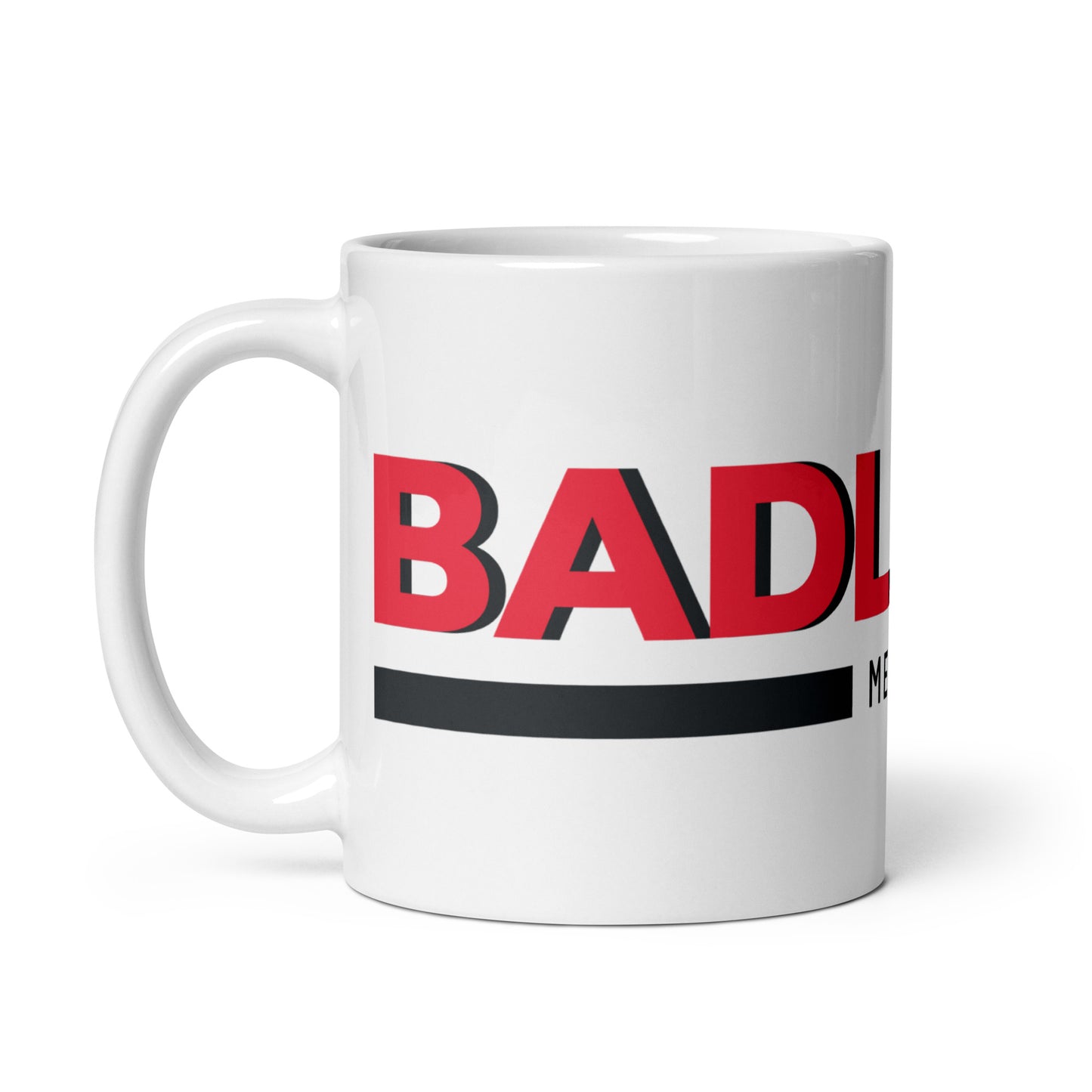 Badlands large logo White glossy mug