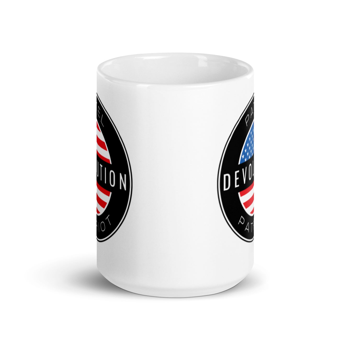 Devolution Circle White glossy mug