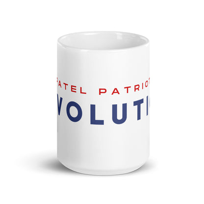 Devolution White glossy mug (red, white and blue)