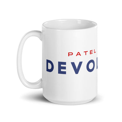 Devolution White glossy mug (red, white and blue)