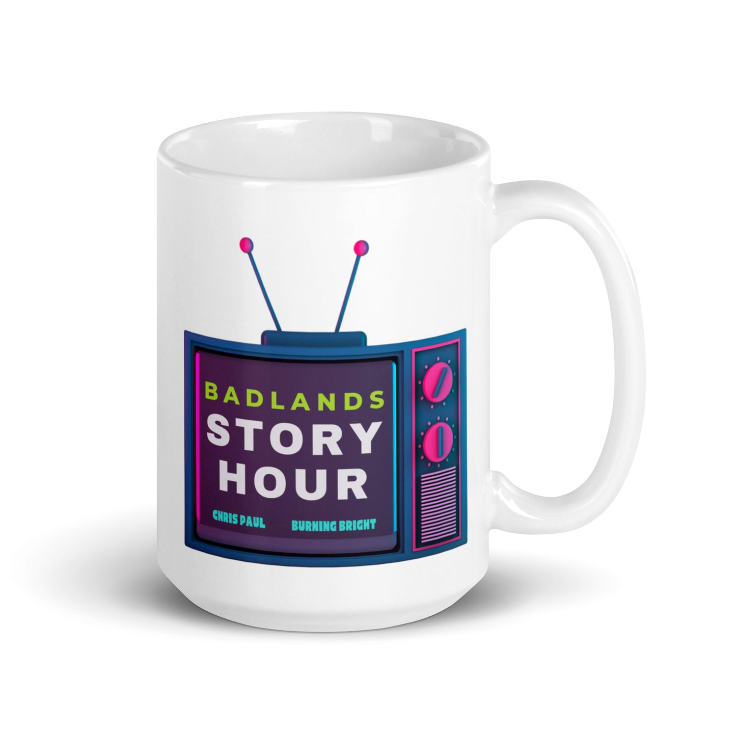 Badlands Story Hour White glossy mug