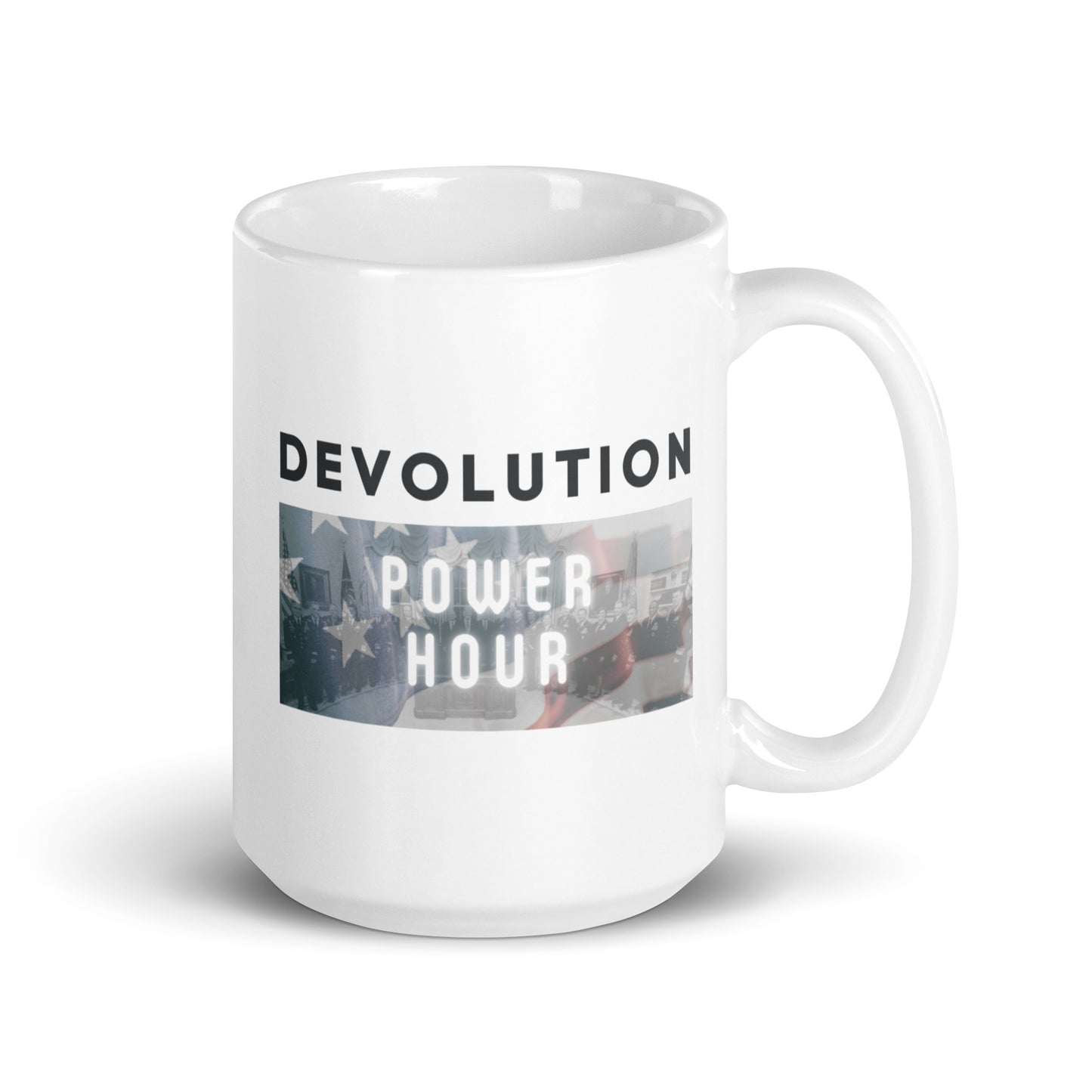 Devolution Power Hour White glossy mug