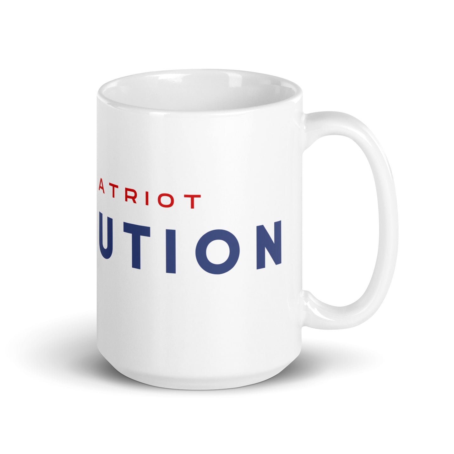 Devolution White glossy mug (red, white and blue)