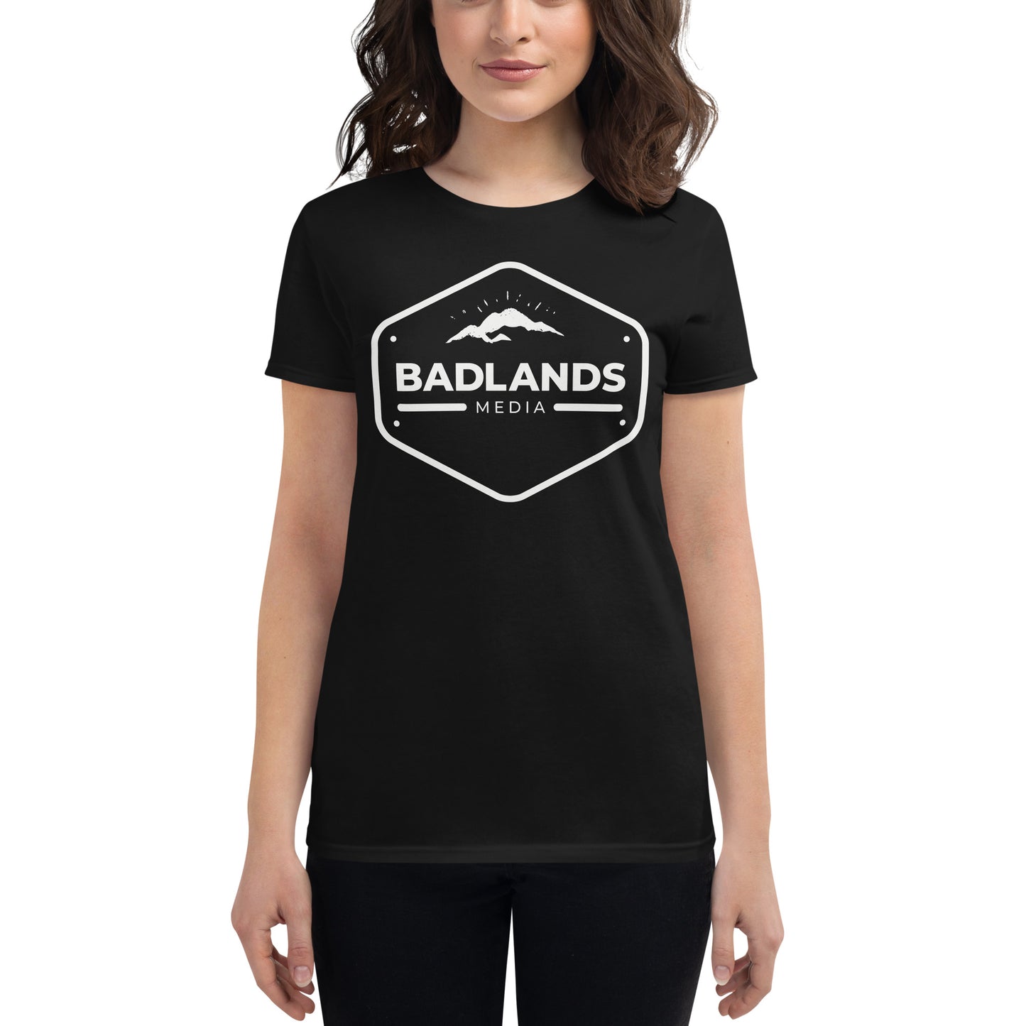 Badlands Women's Fitted Short Sleeve T-Shirt (white logo)