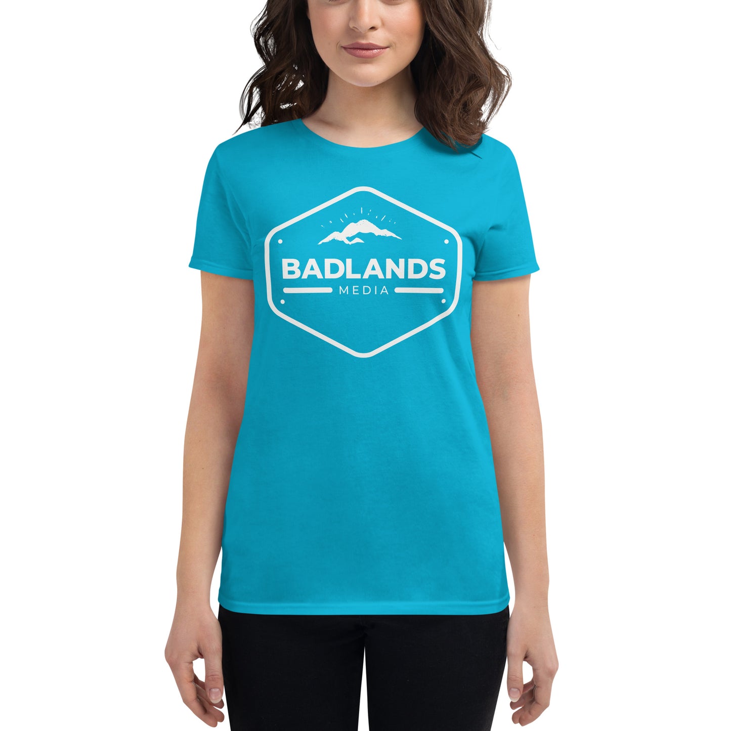 Badlands Women's Fitted Short Sleeve T-Shirt (white logo)