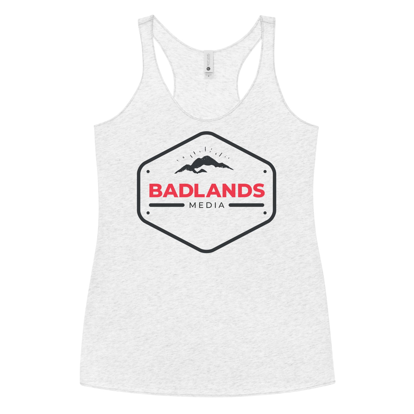 Badlands Women's Racerback Tank with red/blk logo