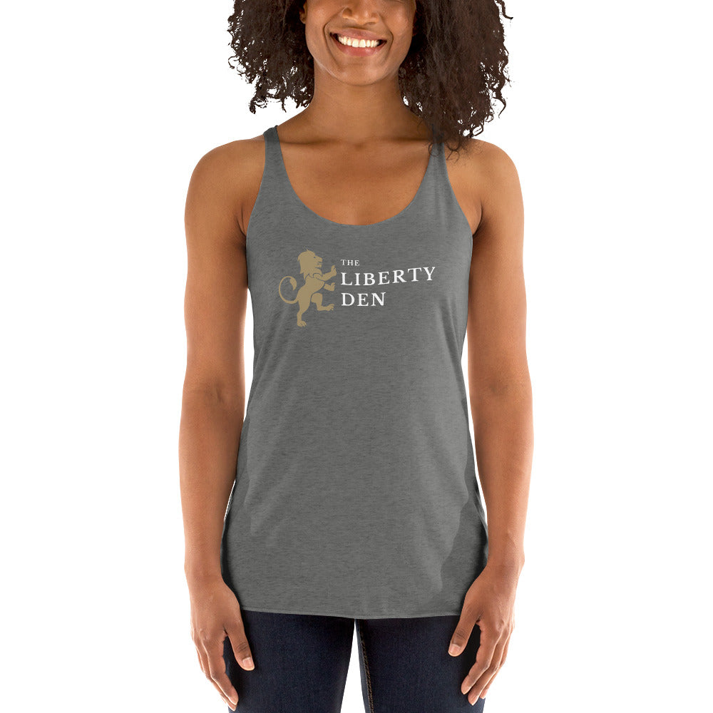 The Liberty Den Women's Racerback Tank (light logo)