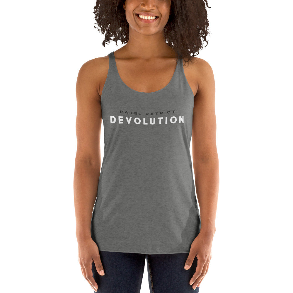 Devolution Women's Racerback Tank (white and gray logo)