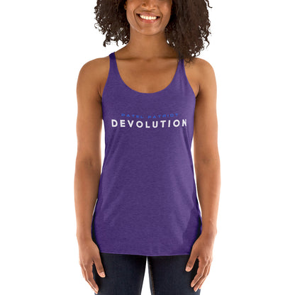 Devolution Women's Racerback Tank (white and blue logo)