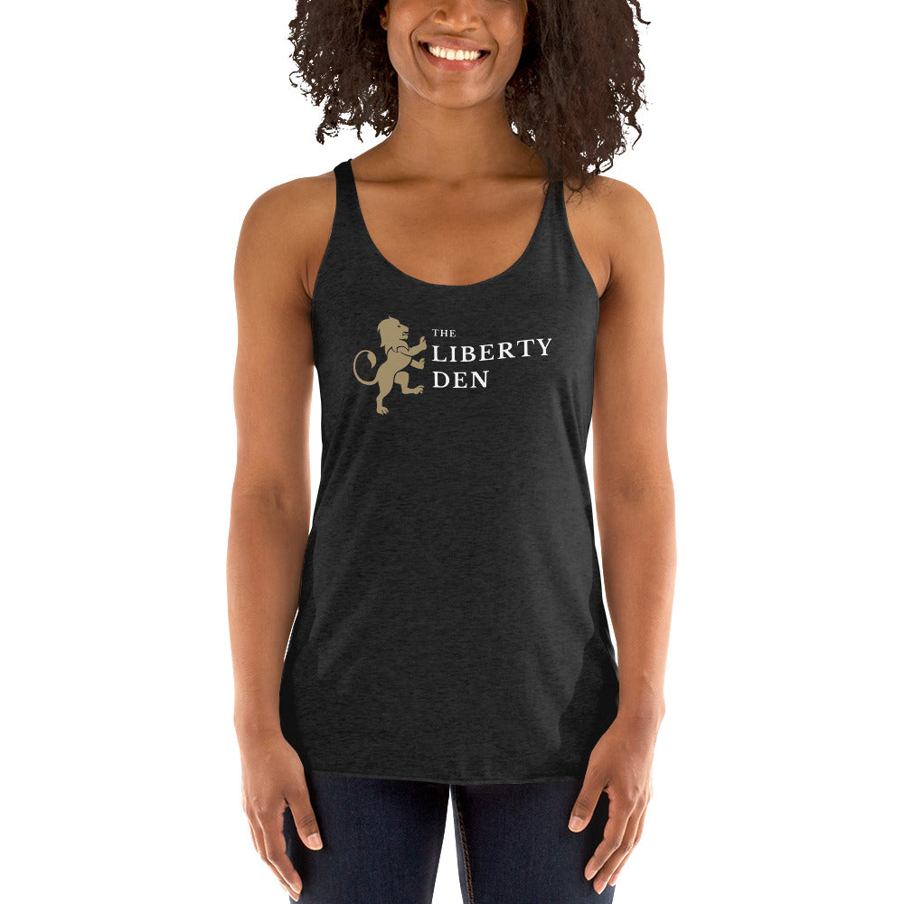 The Liberty Den Women's Racerback Tank (light logo)